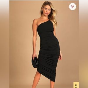 Black one shoulder dress from Lulu's